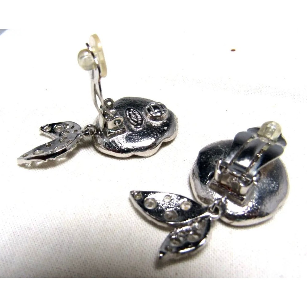 CHANEL Camilla Flower & Rhinestones CC Logo Drop Clip On Earrings - Picture 6 of 10